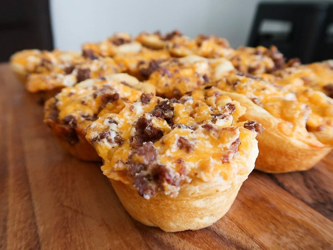 Sausage, Cheddar, and Cream Cheese Biscuit Bites