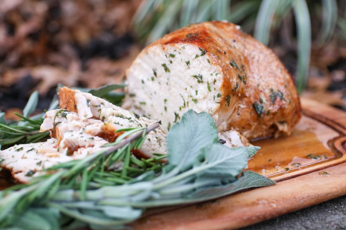 Rosemary turkey breast roasted in an oven bag