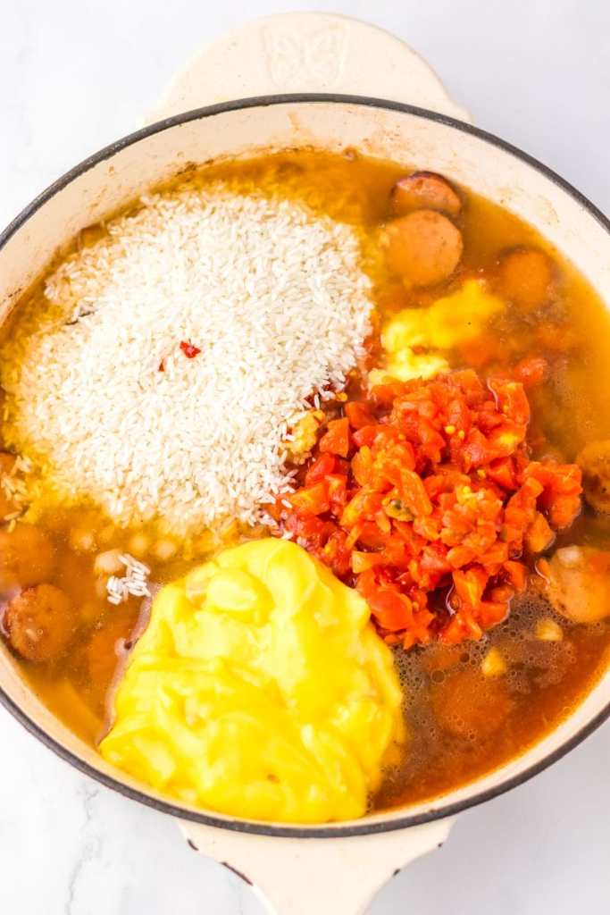 One Pot Cheesy Sausage Rice