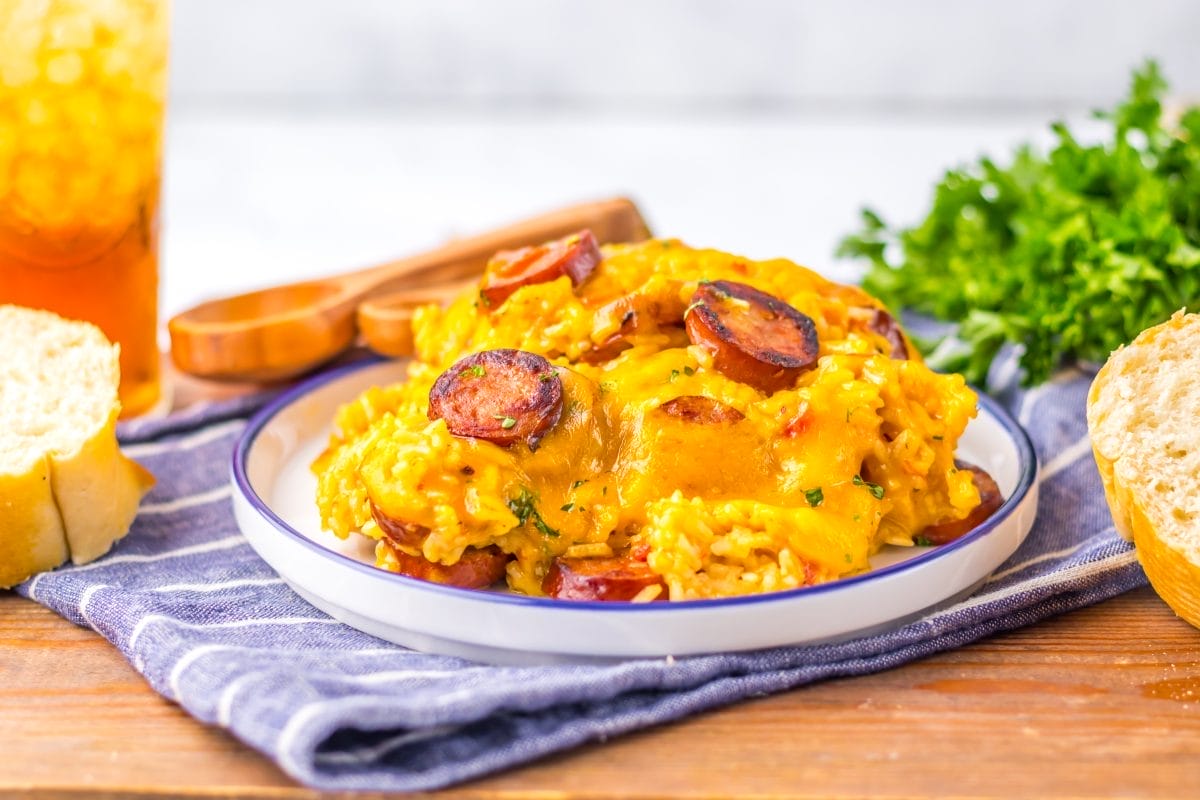 One Pot Cheesy Sausage Rice