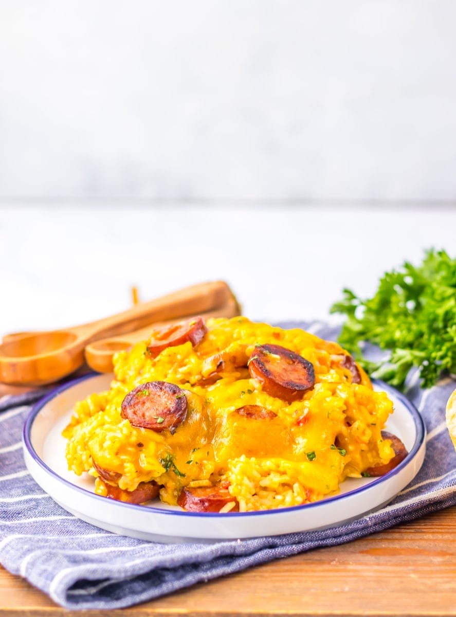 One Pot Cheesy Sausage Rice
