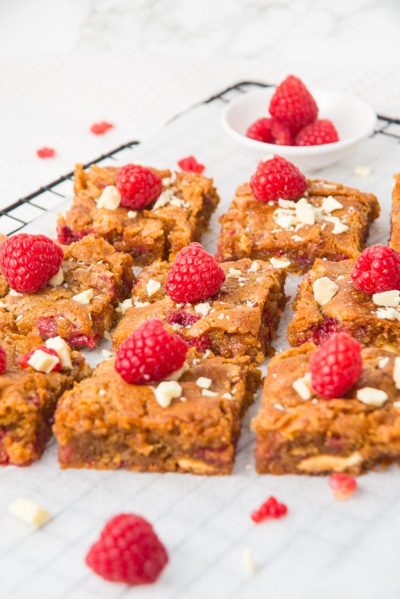 Raspberry White Chocolate Blondies
